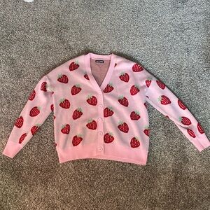Women’s pink strawberry cardigan